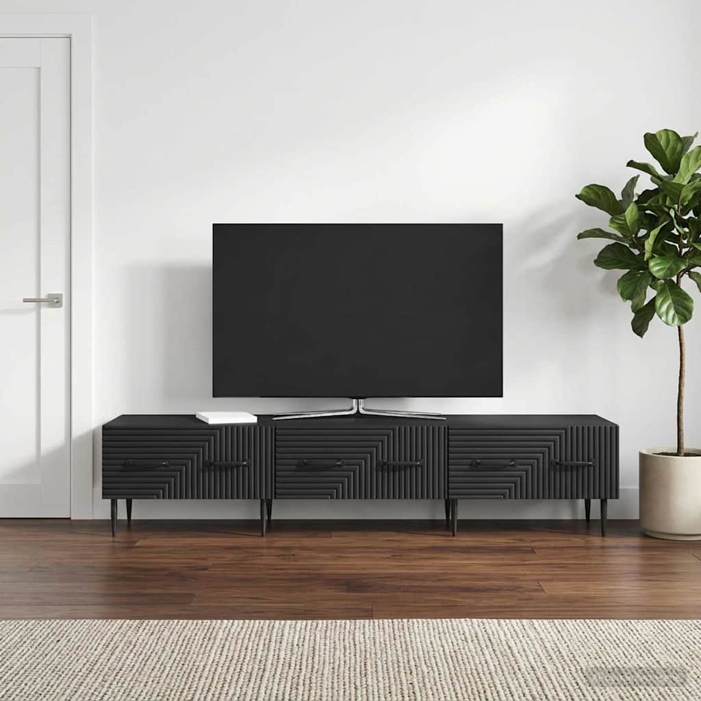 TV Cabinet with Drawer Black 147 x 34.5 x 30 cm Engineered Wood