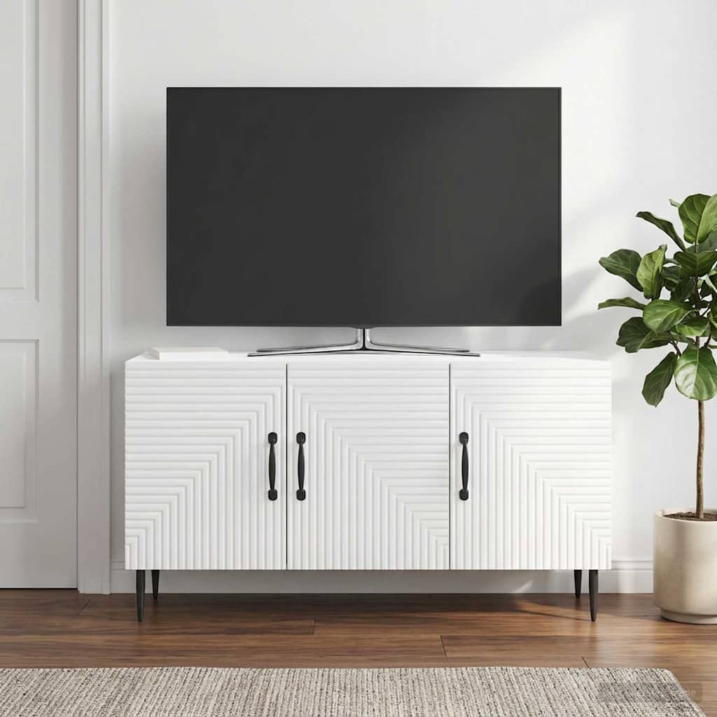 TV Cabinet High Gloss White 99 x 34.5 x 50 cm Engineered Wood