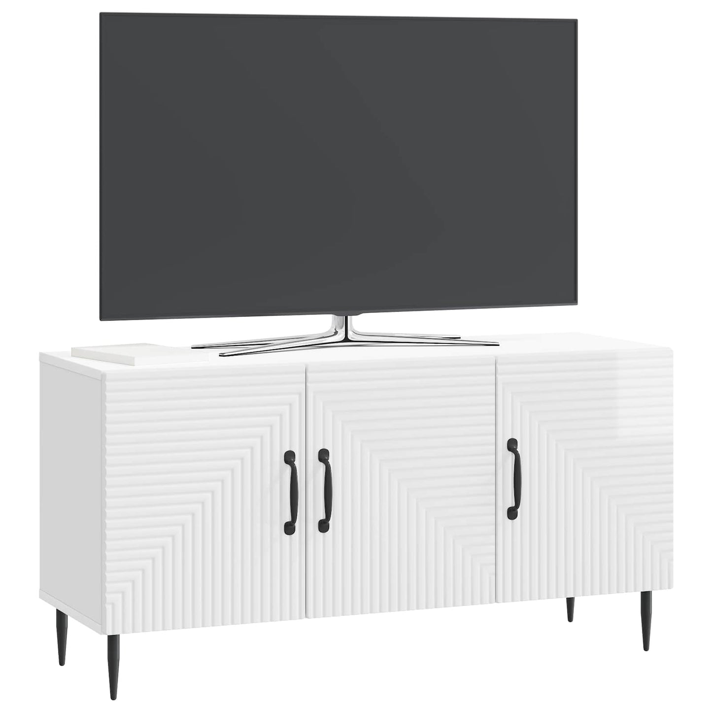 TV Cabinet High Gloss White 99 x 34.5 x 50 cm Engineered Wood