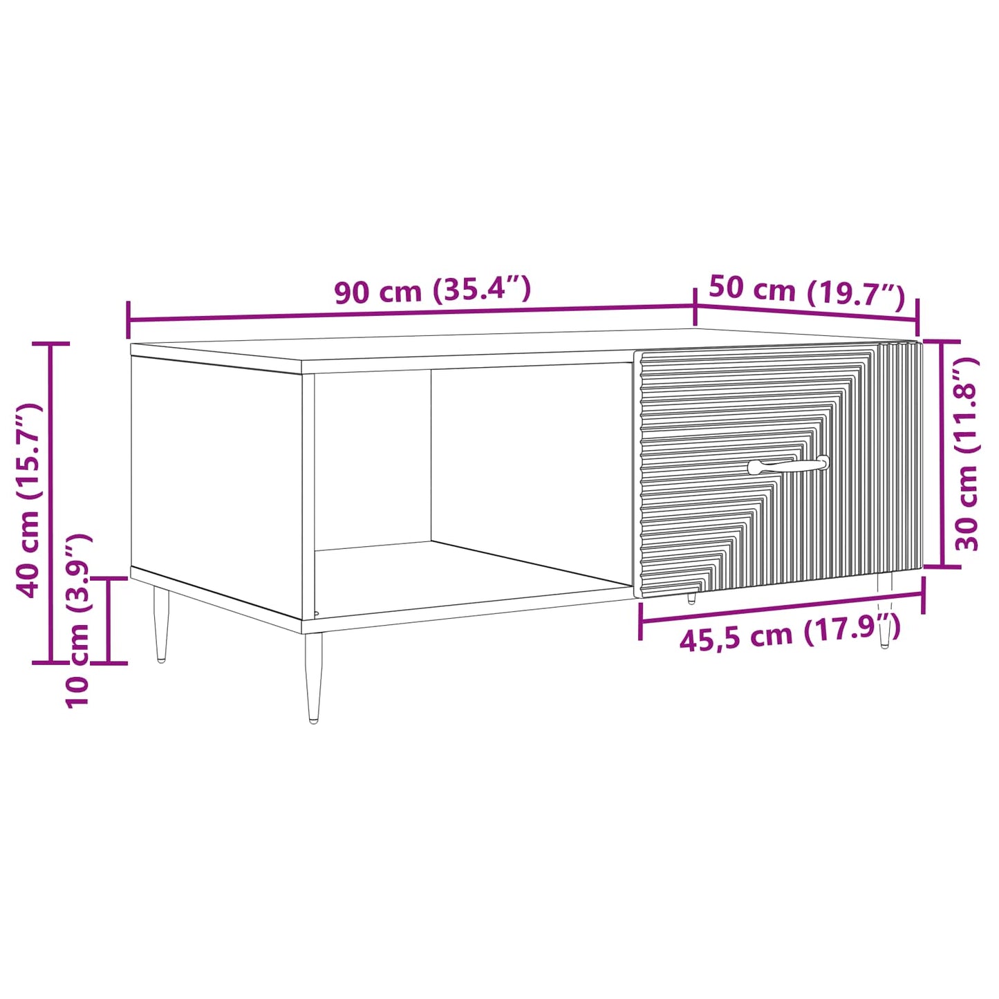 Coffee Table Grey Sonoma 90 x 50 x 40 cm Engineered Wood