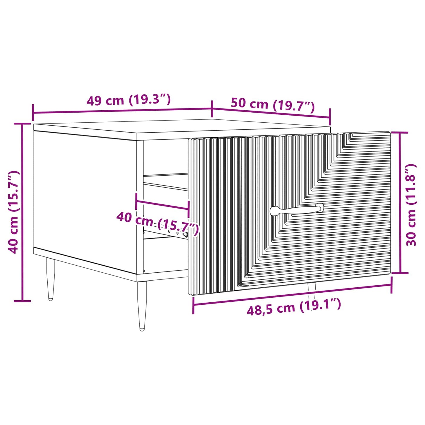Coffee Table Old Wood 49 x 50 x 40 cm Engineered Wood