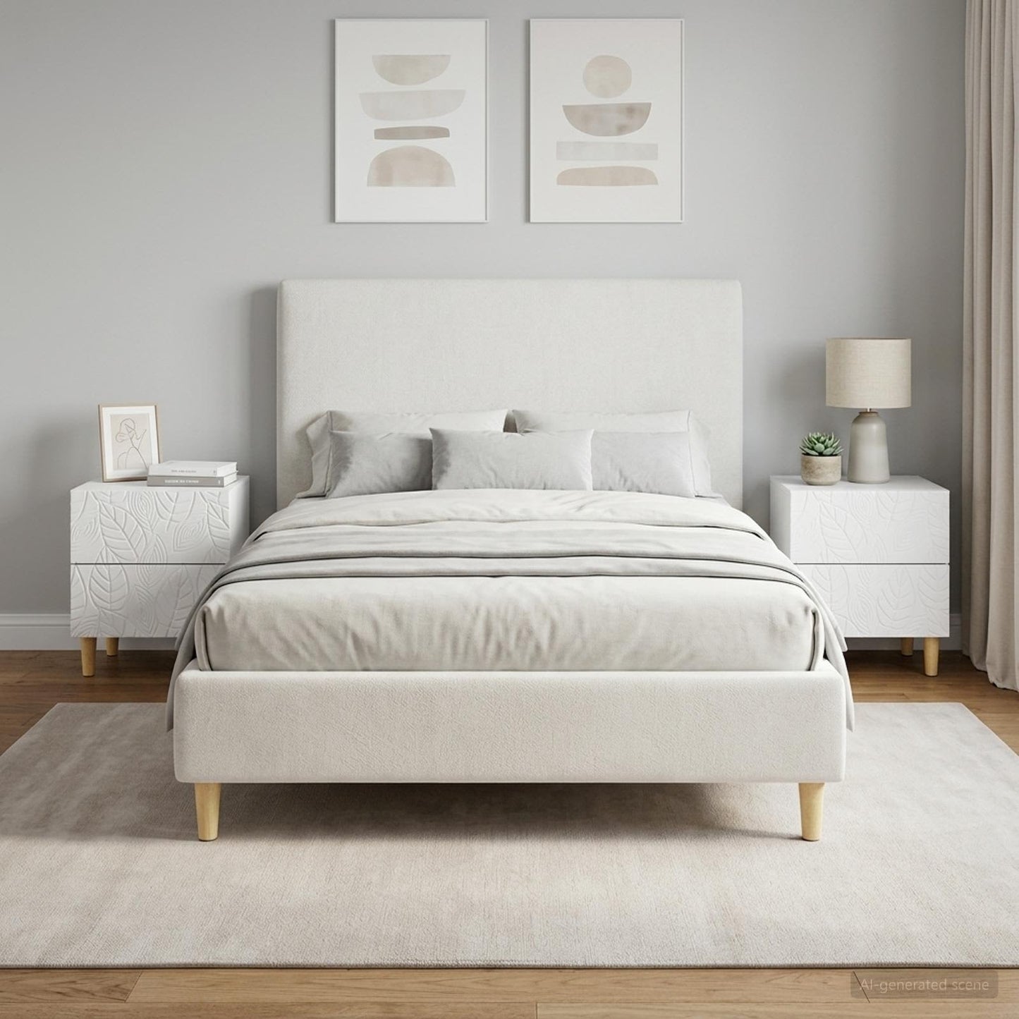 Bedside Table 2 pcs White 43 x 34.5 x 48 cm Engineered Wood