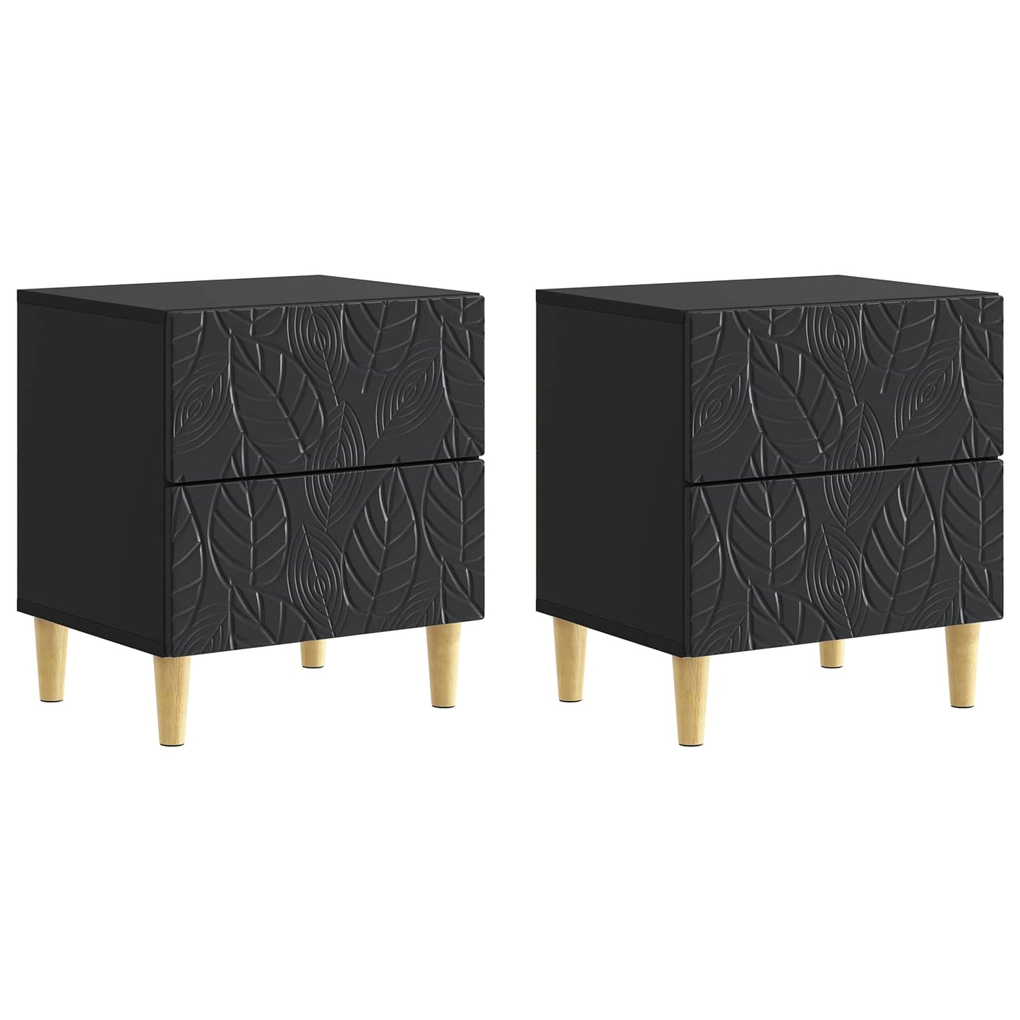 Bedside Table 2 pcs Black 43 x 34.5 x 48 cm Engineered Wood