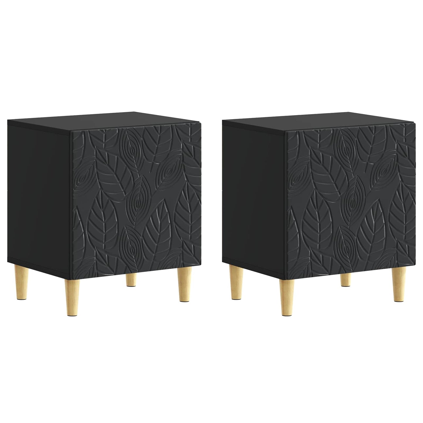 Bedside Table 2 pcs Black 43 x 34.5 x 50 cm Engineered Wood