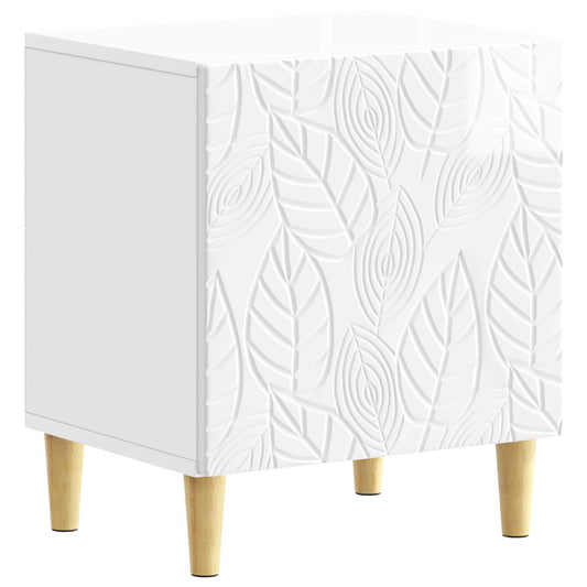 Bedside Table High Gloss White 43 x 34.5 x 50 cm