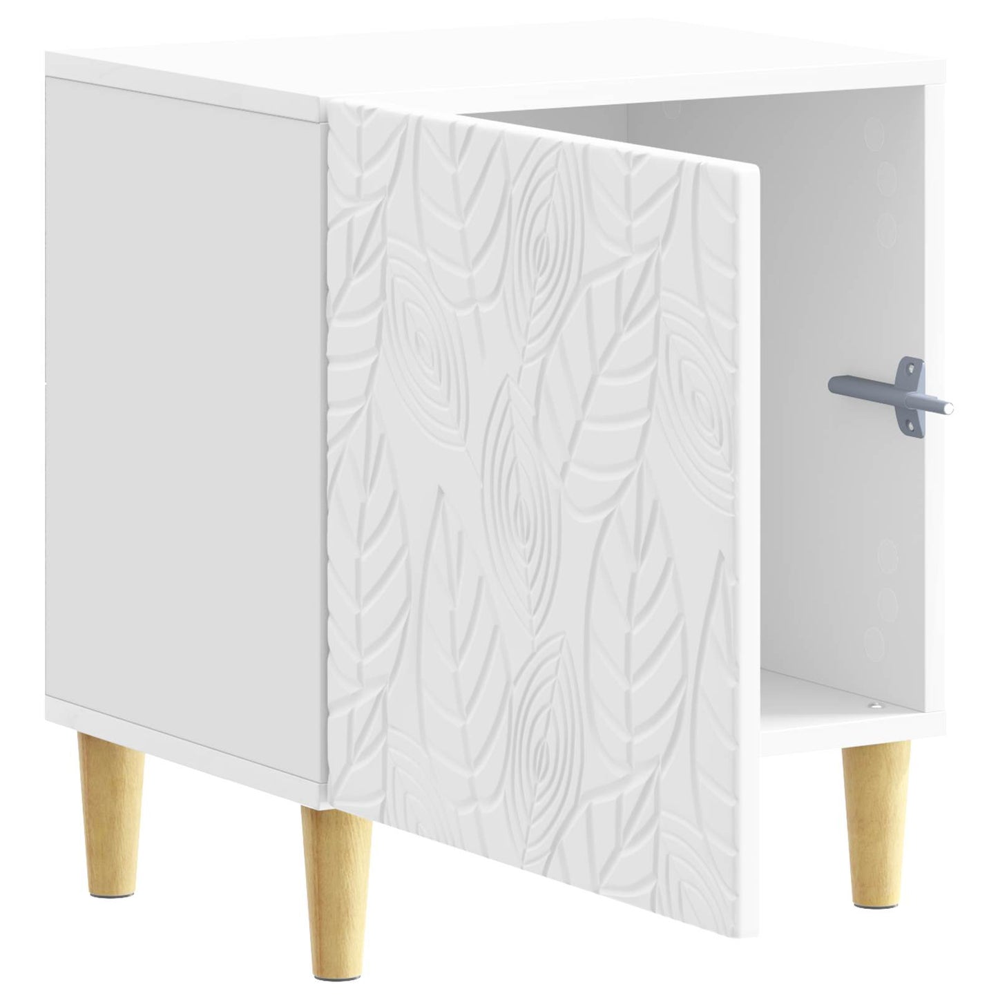 Bedside Table High Gloss White 43 x 34.5 x 50 cm