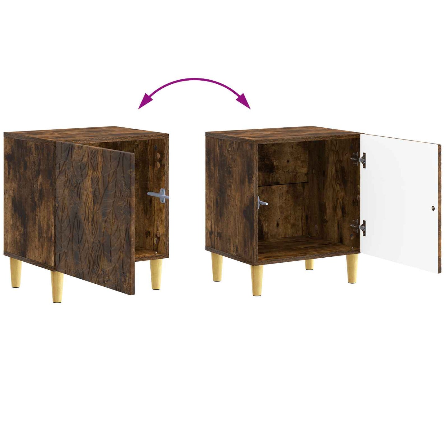 Bedside Table Smoked Oak 43 x 34.5 x 50 cm Engineered Wood