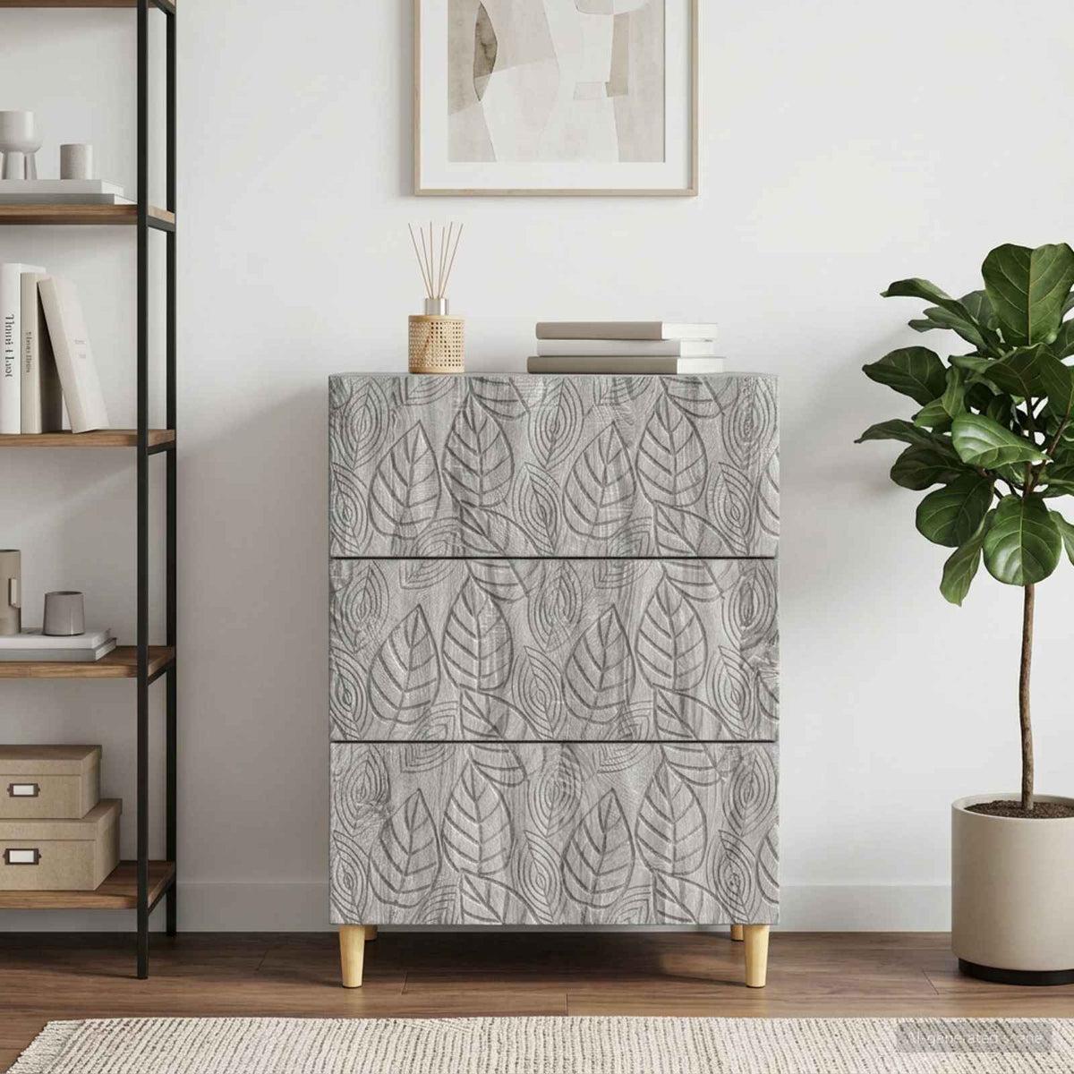 Drawer Cabinet 66 x 34.5 x 90 cm Engineered Wood Grey Sonoma