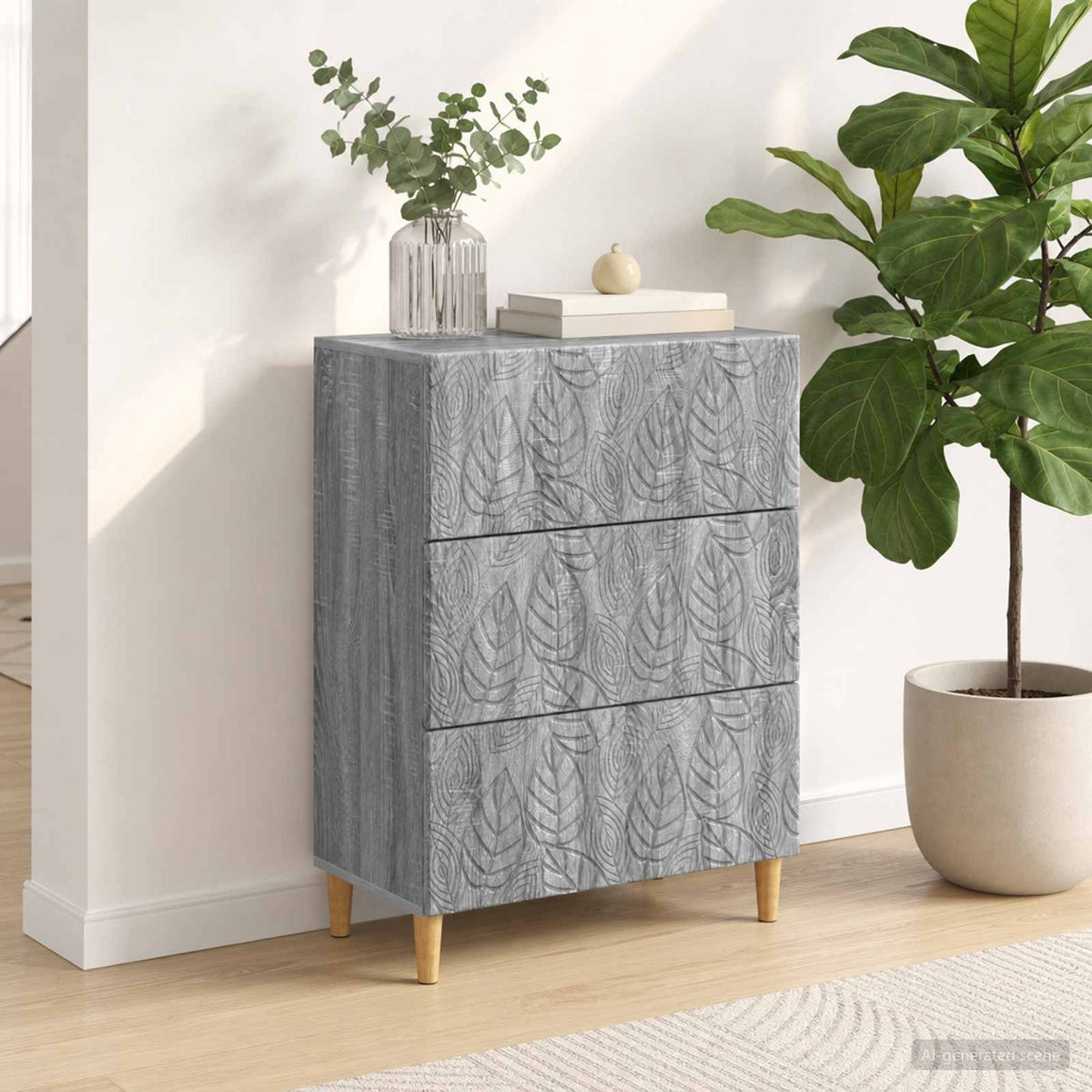 Drawer Cabinet 66 x 34.5 x 90 cm Engineered Wood Grey Sonoma