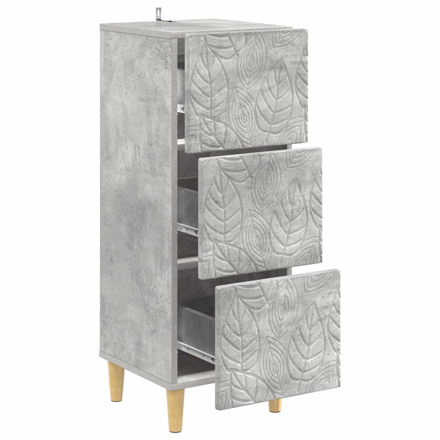 Drawer Cabinet Concrete Grey 33 x 34.5 x 90 cm Engineered Wood