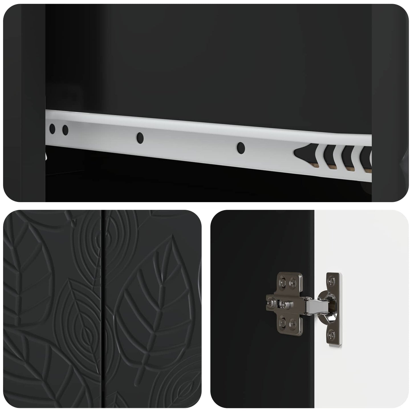 Sideboard Black 66 x 34.5 x 90 cm Engineered Wood