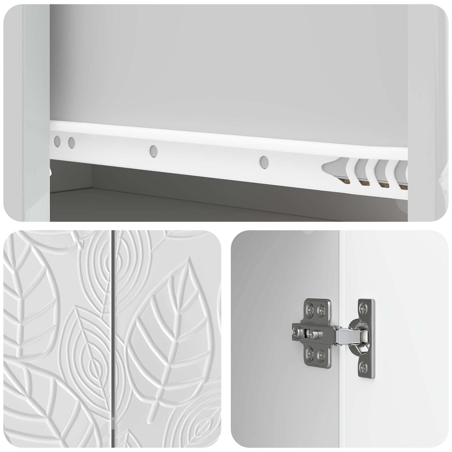 Sideboard High Gloss White 66 x 34.5 x 90 cm Engineered Wood