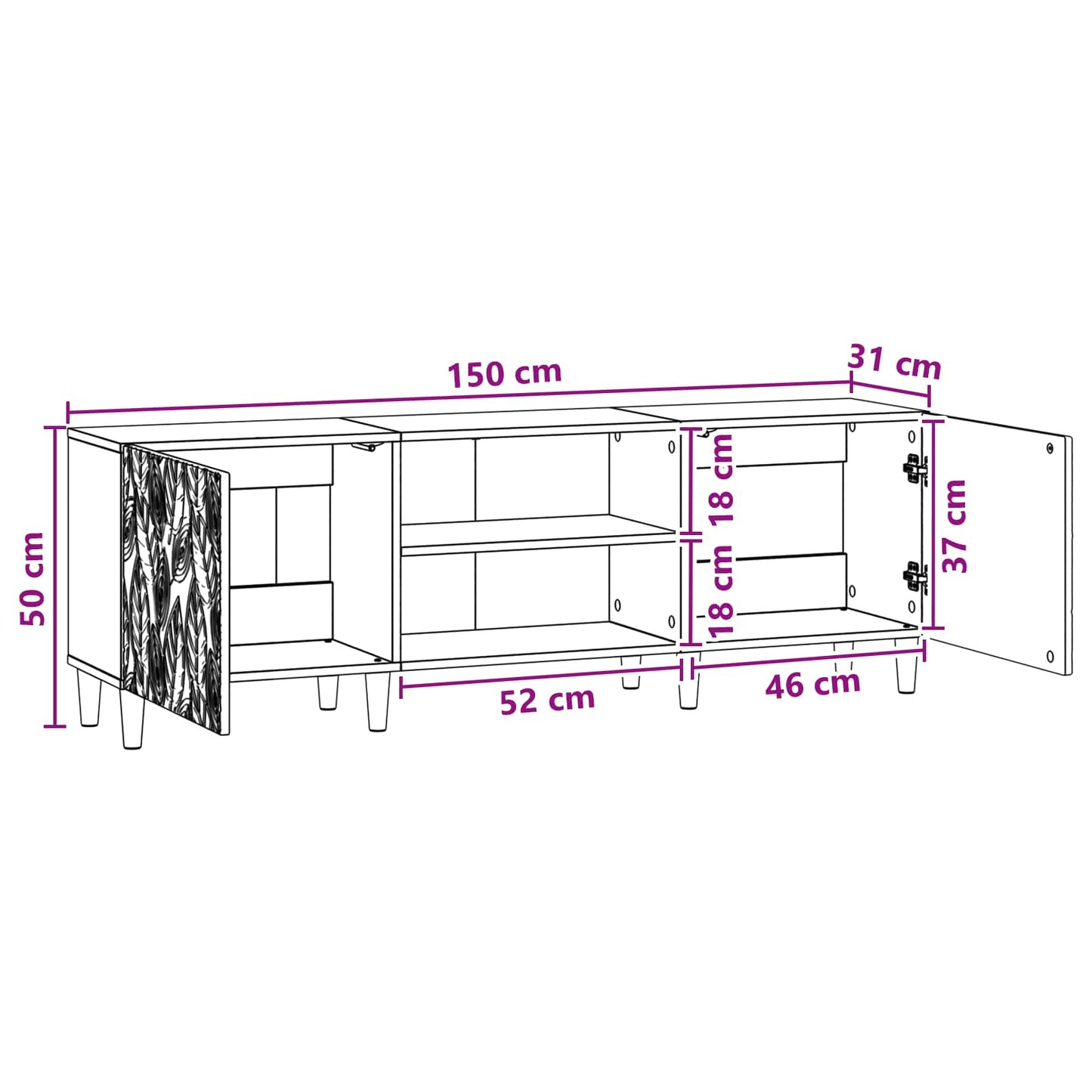TV Cabinet 150 x 31 x 50 cm Grey Sonoma Engineered Wood