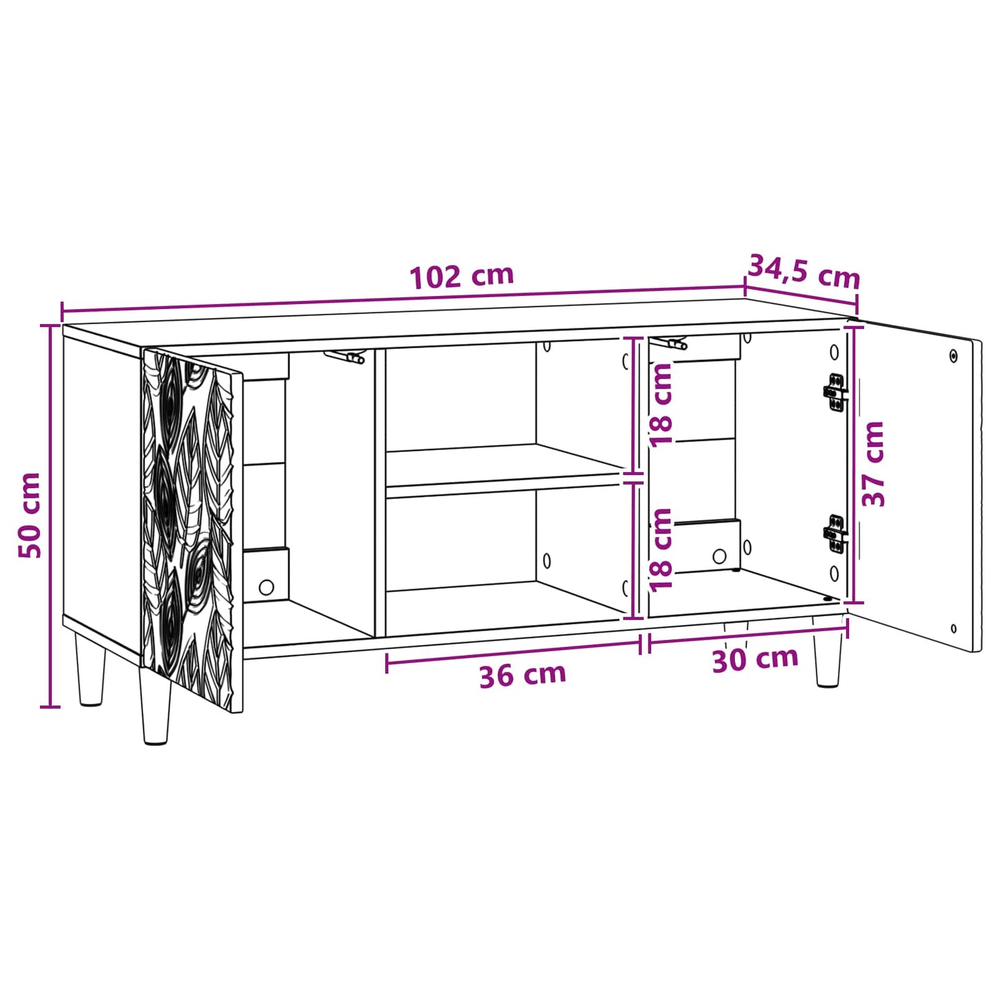 TV Cabinet 102 x 34.5 x 50 cm Sonoma Oak Engineered Wood