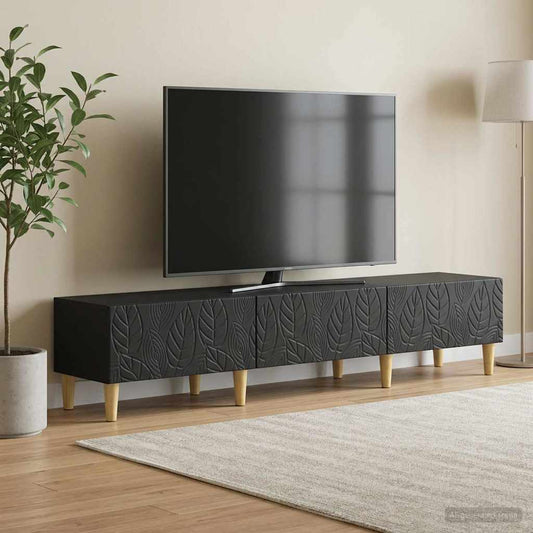 TV Cabinet 147 x 34.5 x 30 cm Black Engineered Wood