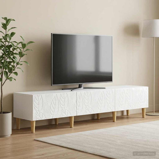 TV Cabinet 147 x 34.5 x 30 cm High Gloss White Engineered Wood