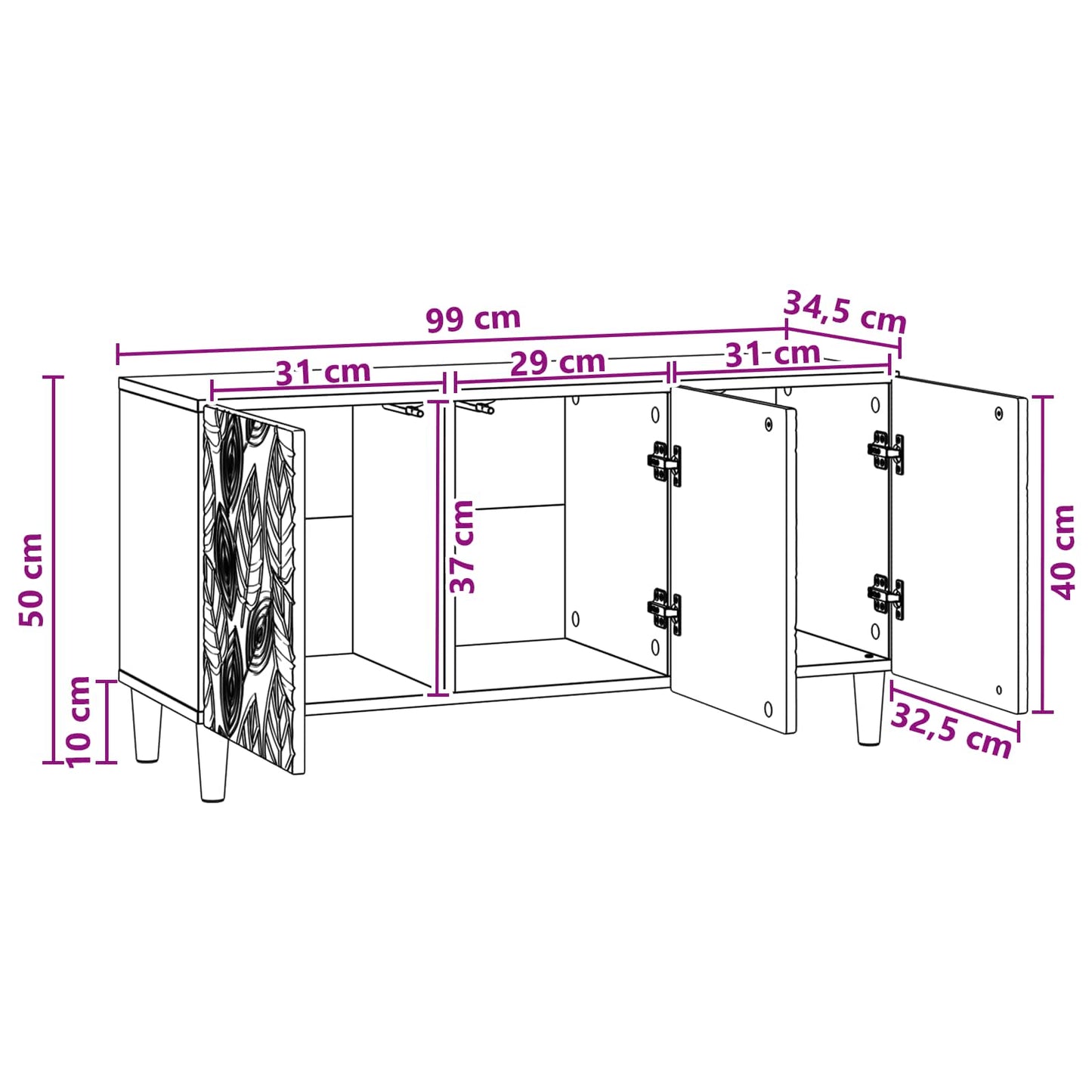 TV Cabinet 99 x 34.5 x 50 cm Smoked Oak Engineered Wood