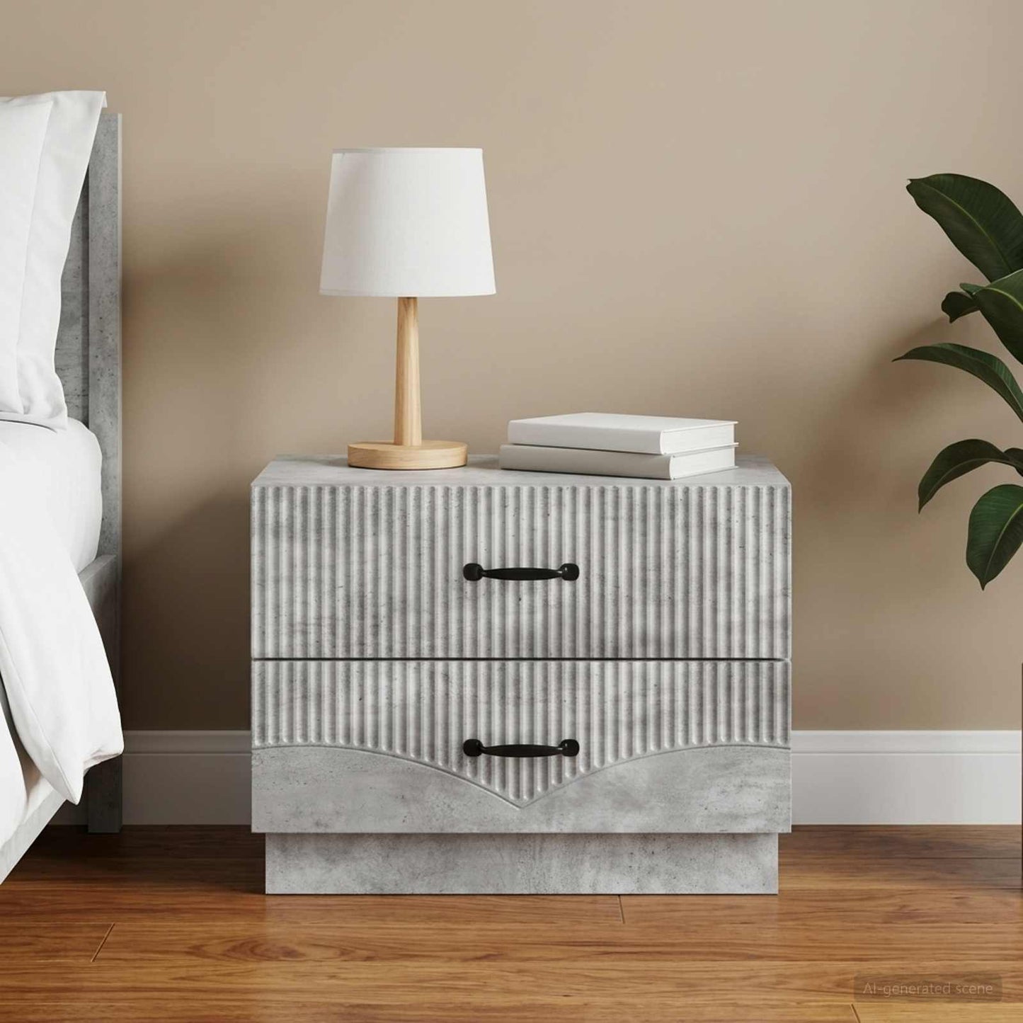 Bedside Cabinet with Drawer Concrete Grey 62 x 34.5 x 44.5 cm