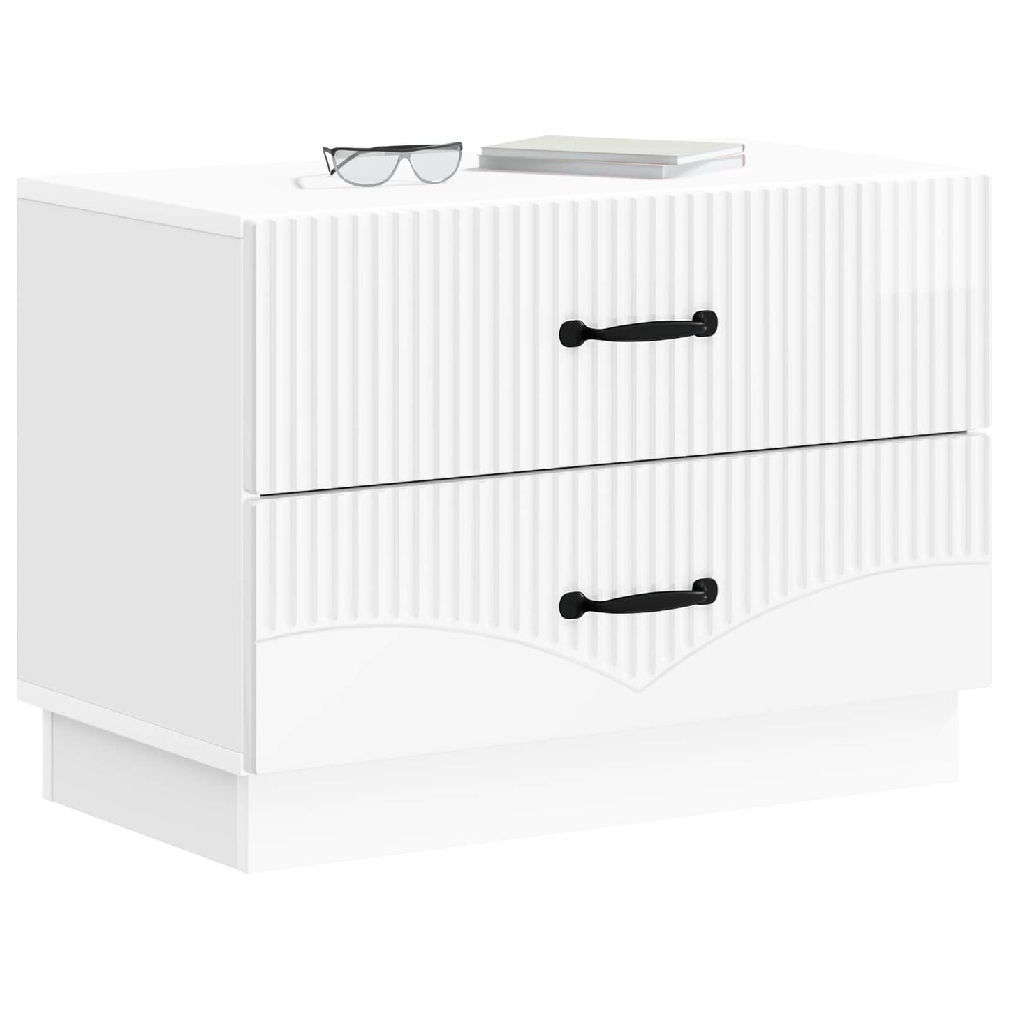 Bedside Cabinet High Gloss White 62 x 34.5 x 44.5 cm