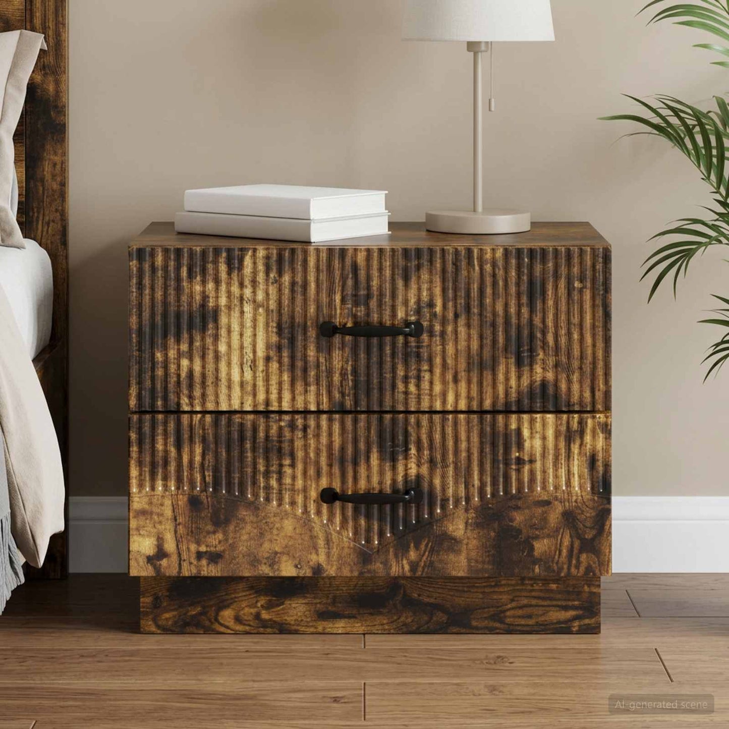 Bedside Cabinet Smoked Oak 62 x 34.5 x 44.5 cm Engineered Wood