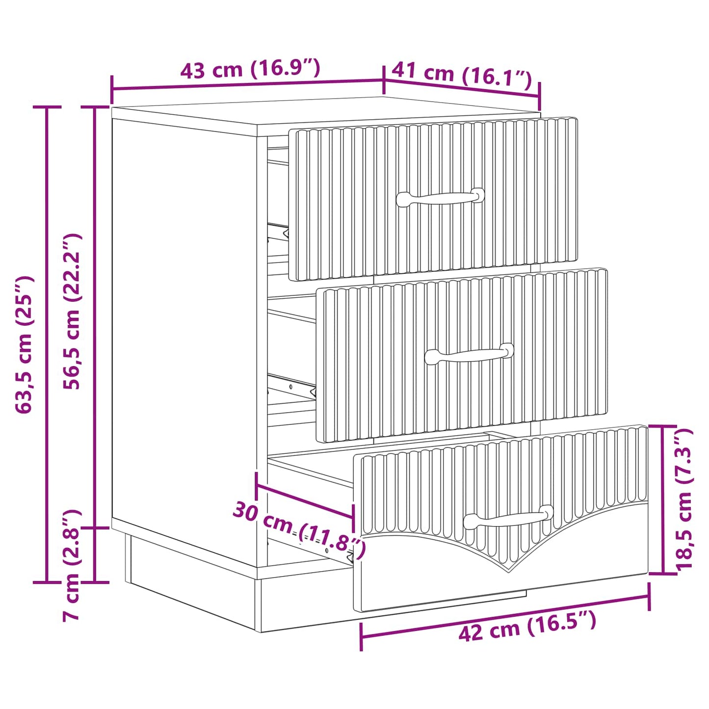 Bedside Cabinet Smoked Oak 43 x 41 x 63.5 cm Engineered Wood