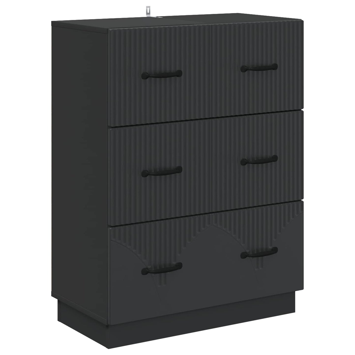 Drawer Cabinet Black 66 x 34.5 x 87 cm Engineered Wood