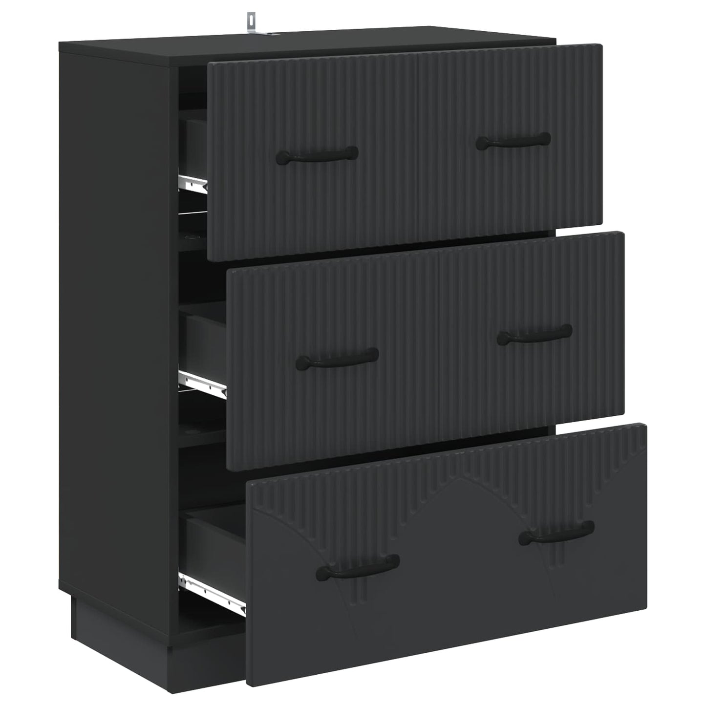 Drawer Cabinet Black 66 x 34.5 x 87 cm Engineered Wood