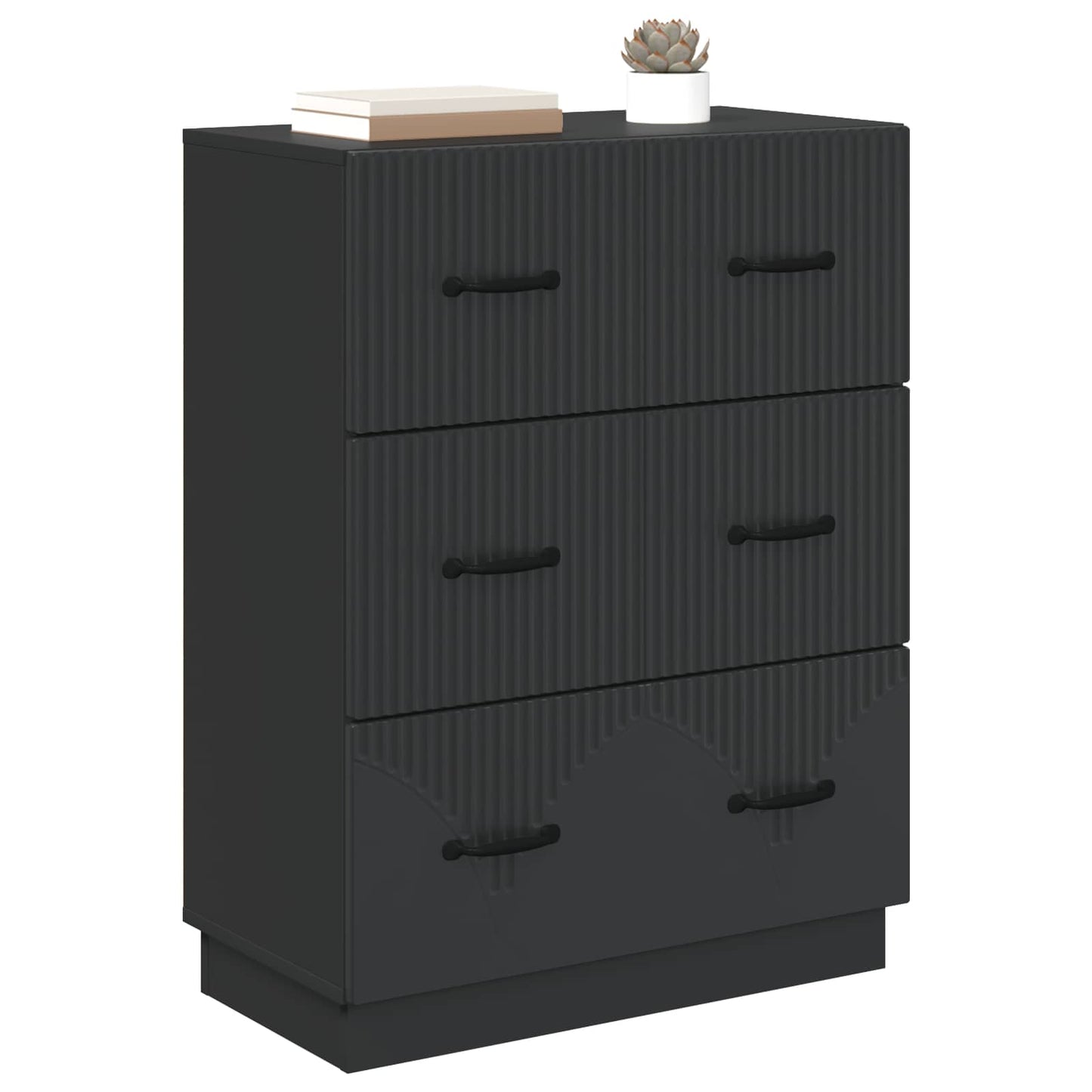 Drawer Cabinet Black 66 x 34.5 x 87 cm Engineered Wood
