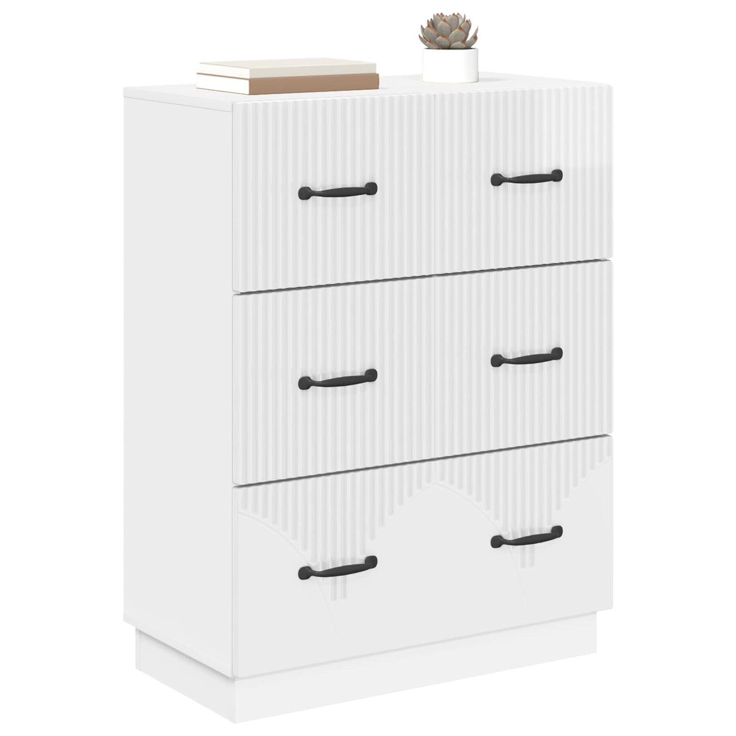 Drawer Cabinet High Gloss White 66 x 34.5 x 87 cm