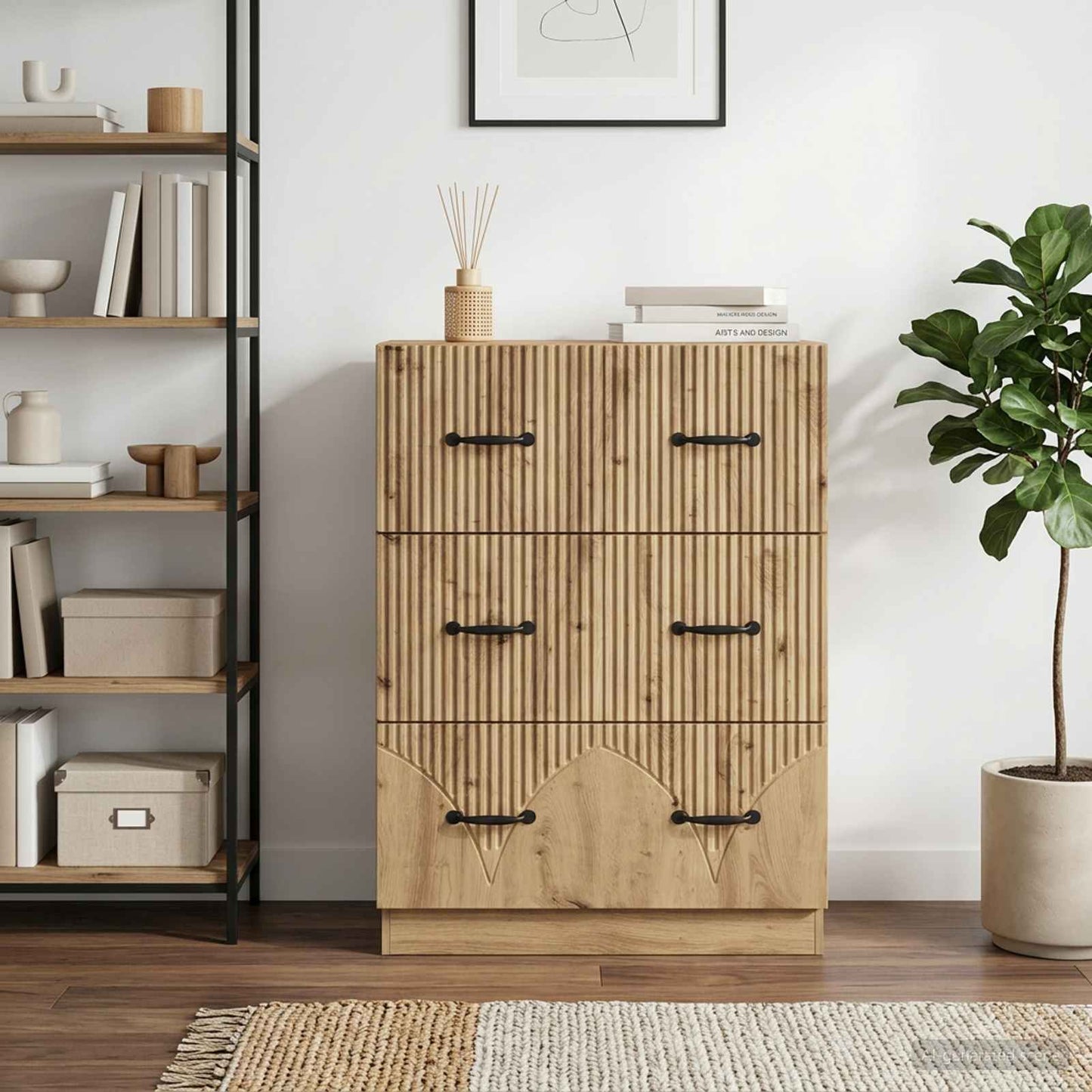 Drawer Cabinet Artisan Oak 66 x 34.5 x 87 cm Engineered Wood