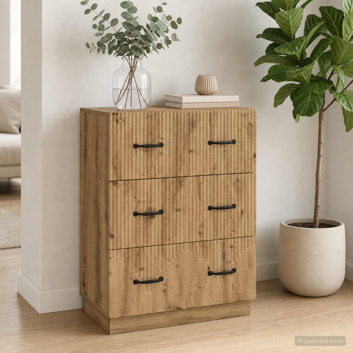 Drawer Cabinet Artisan Oak 66 x 34.5 x 87 cm Engineered Wood
