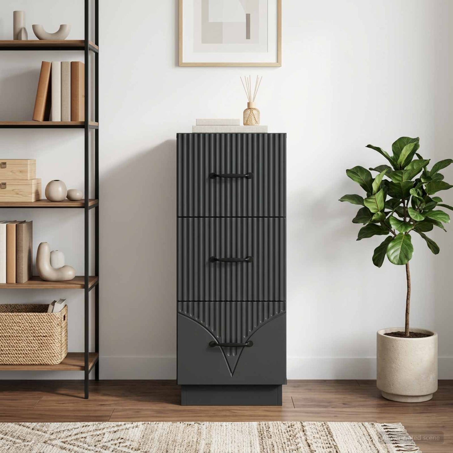 Drawer Cabinet Black 33 x 34.5 x 87 cm Engineered Wood