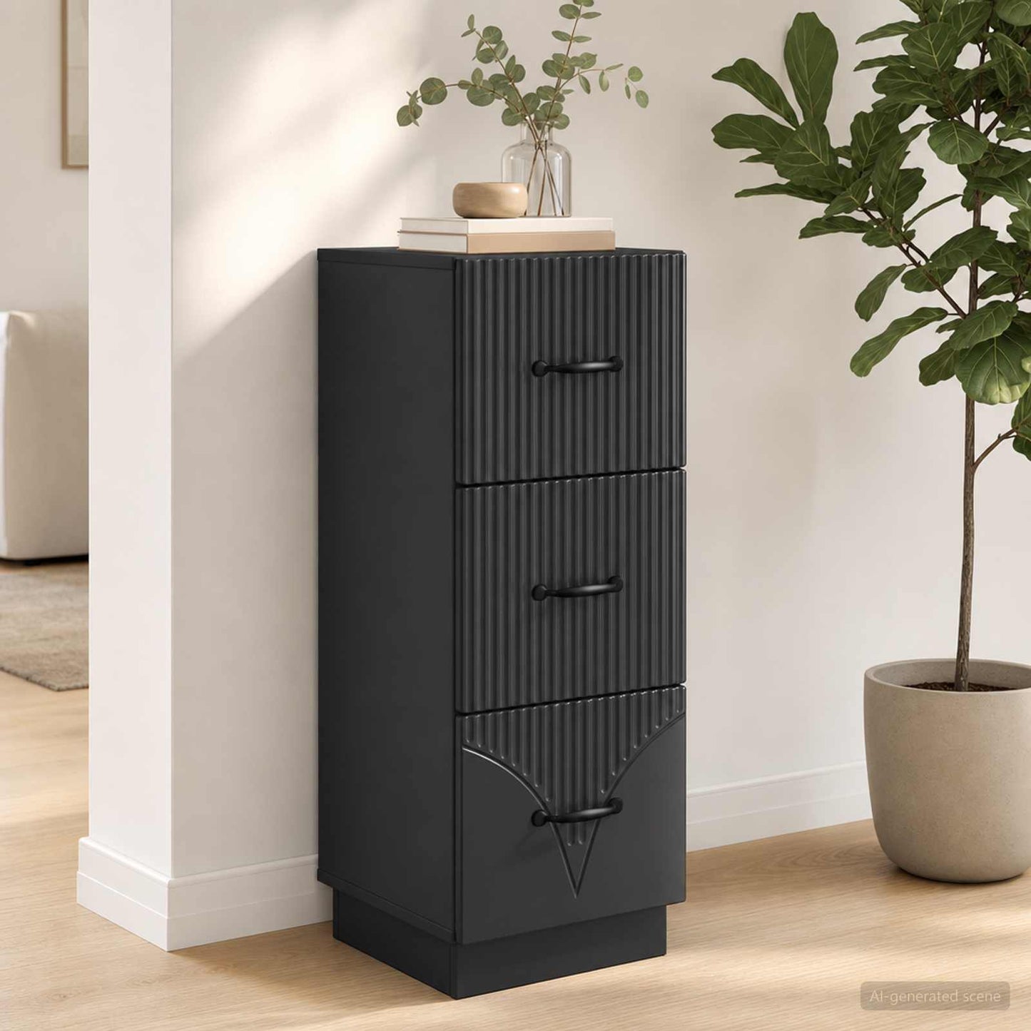 Drawer Cabinet Black 33 x 34.5 x 87 cm Engineered Wood