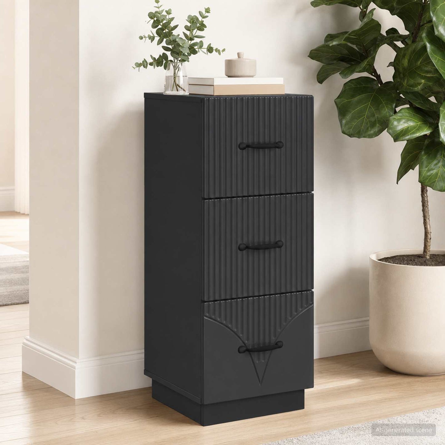 Drawer Cabinet Black 33 x 34.5 x 87 cm Engineered Wood