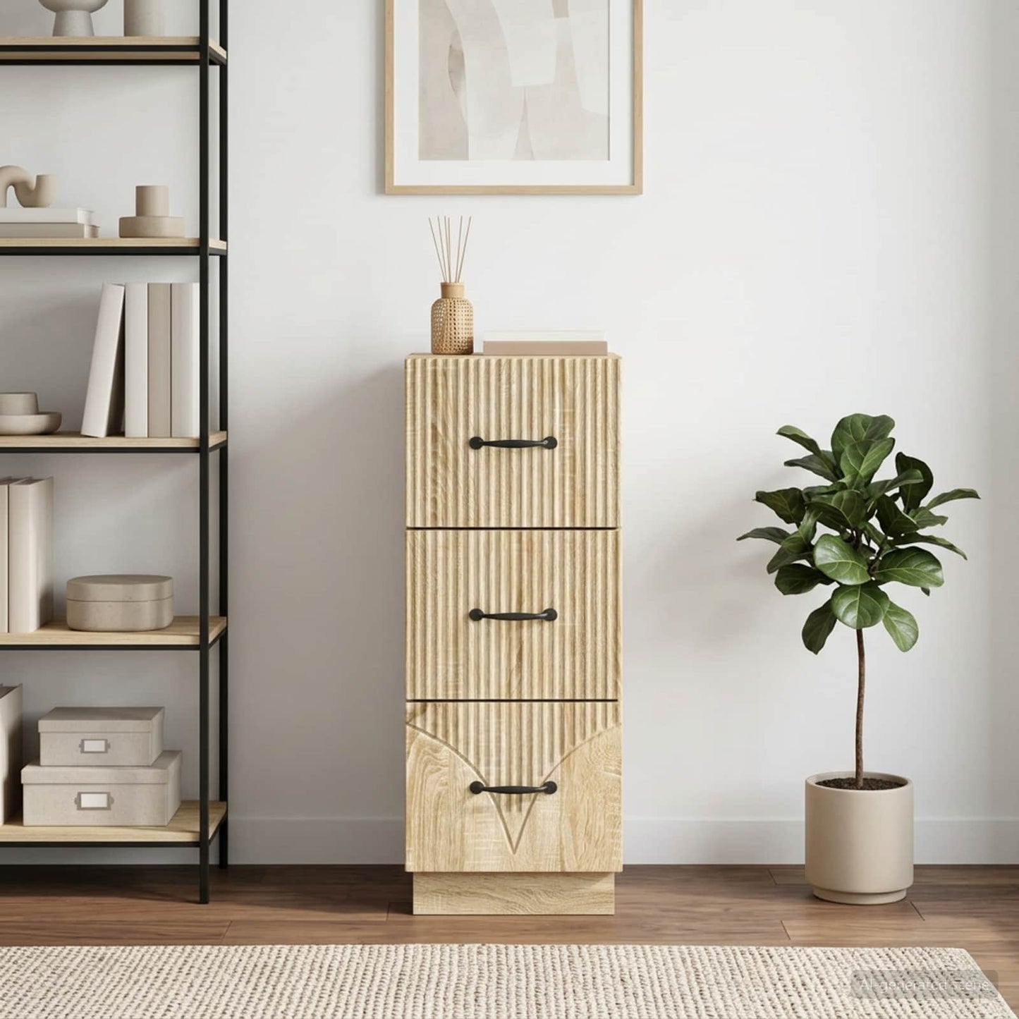 Drawer Cabinet Sonoma Oak 33 x 34.5 x 87 cm Engineered Wood