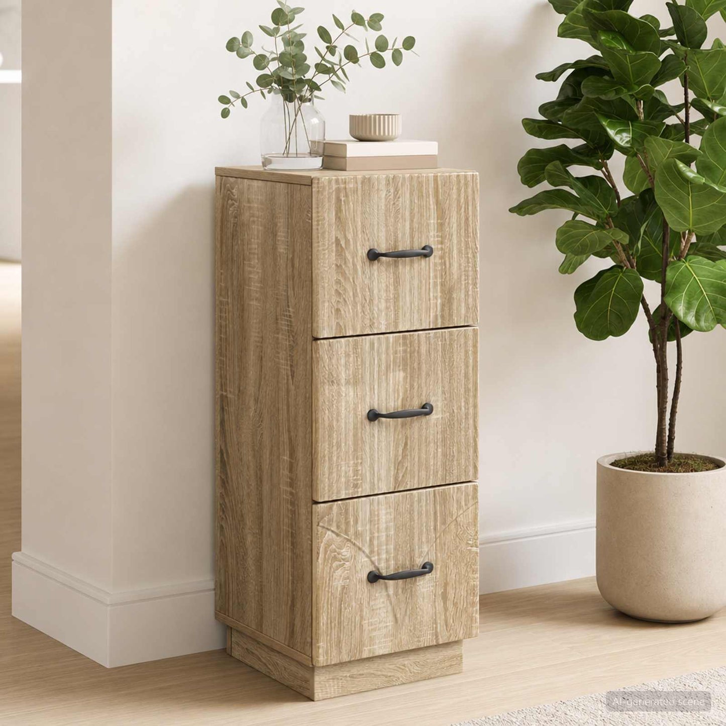 Drawer Cabinet Sonoma Oak 33 x 34.5 x 87 cm Engineered Wood