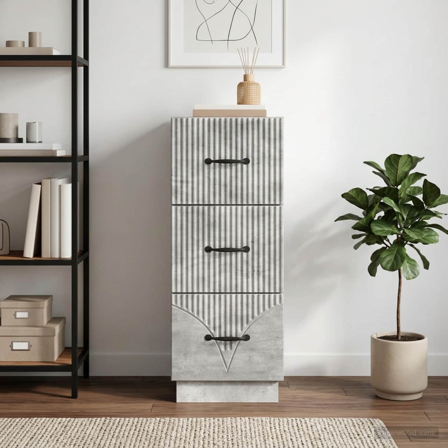 Drawer Cabinet Concrete Grey 33 x 34.5 x 87 cm Engineered Wood