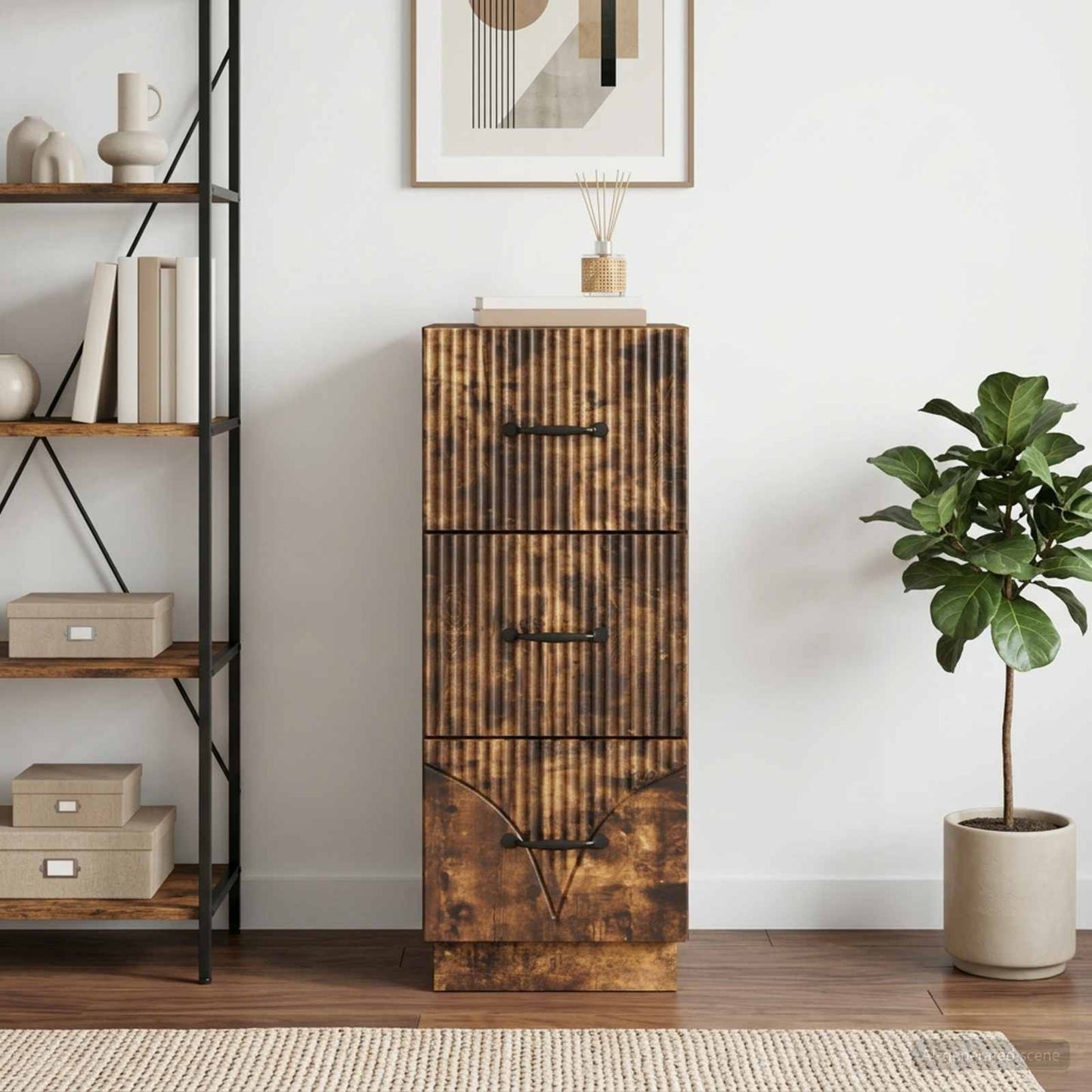Drawer Cabinet 33 x 34.5 x 87 cm Engineered Wood Smoked Oak