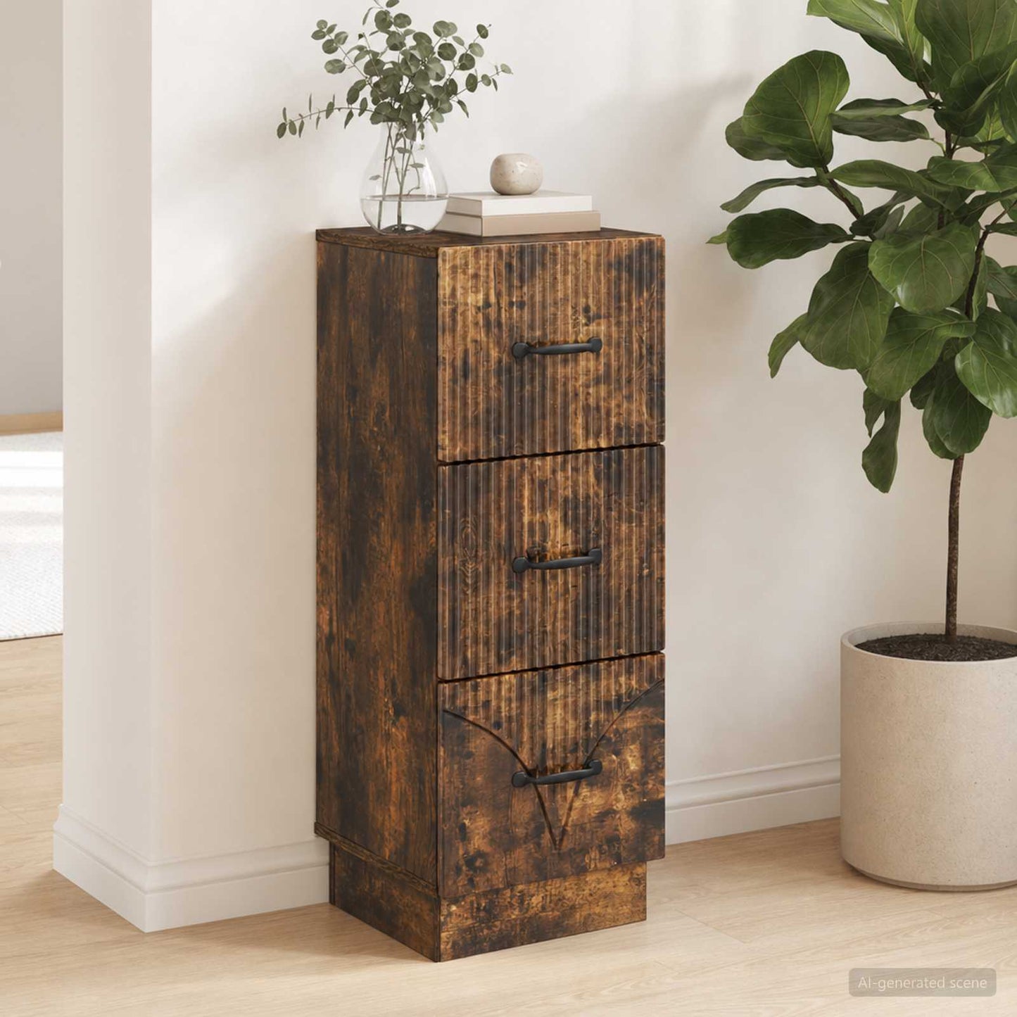 Drawer Cabinet 33 x 34.5 x 87 cm Engineered Wood Smoked Oak