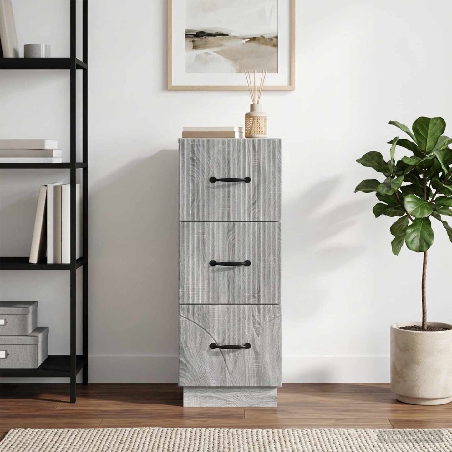 Drawer Cabinet 33 x 34.5 x 87 cm Engineered Wood Grey Sonoma