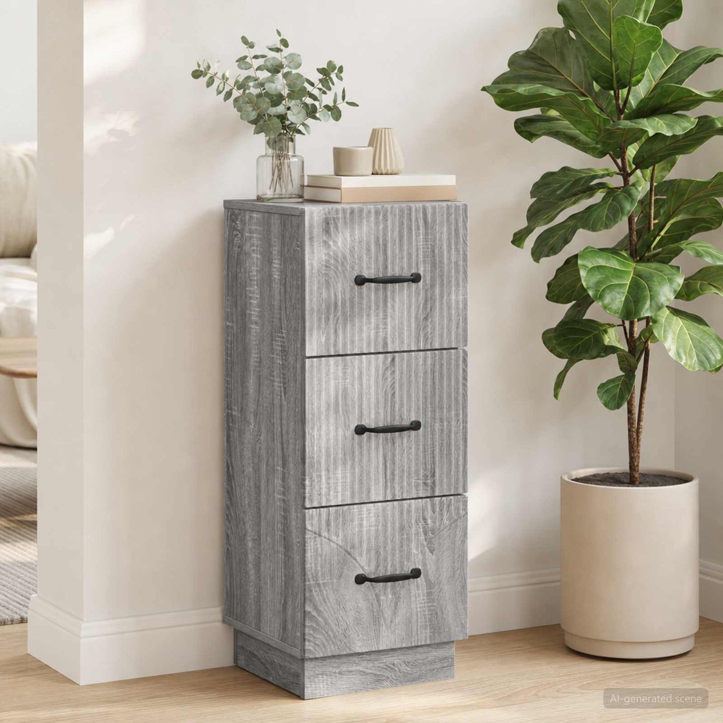 Drawer Cabinet 33 x 34.5 x 87 cm Engineered Wood Grey Sonoma