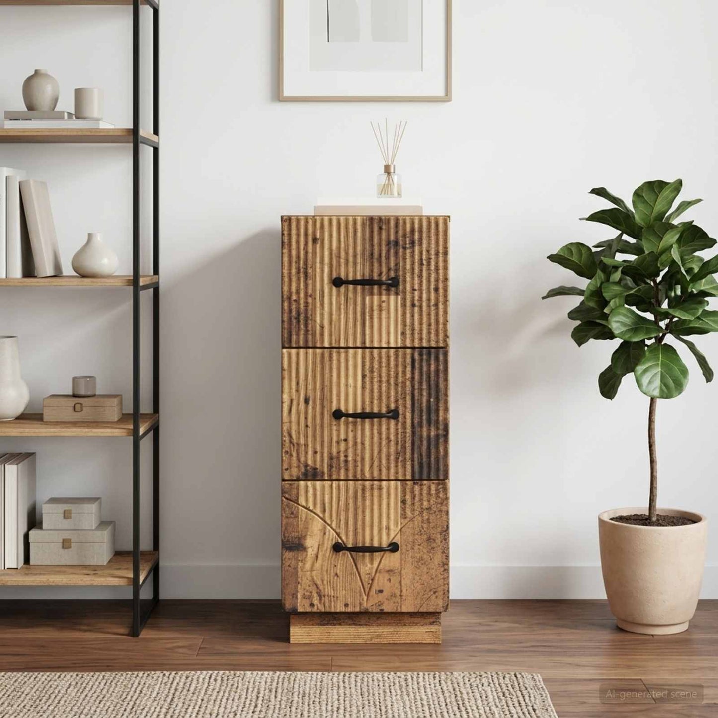 Drawer Cabinet Old Wood 33 x 34.5 x 87 cm Engineered Wood