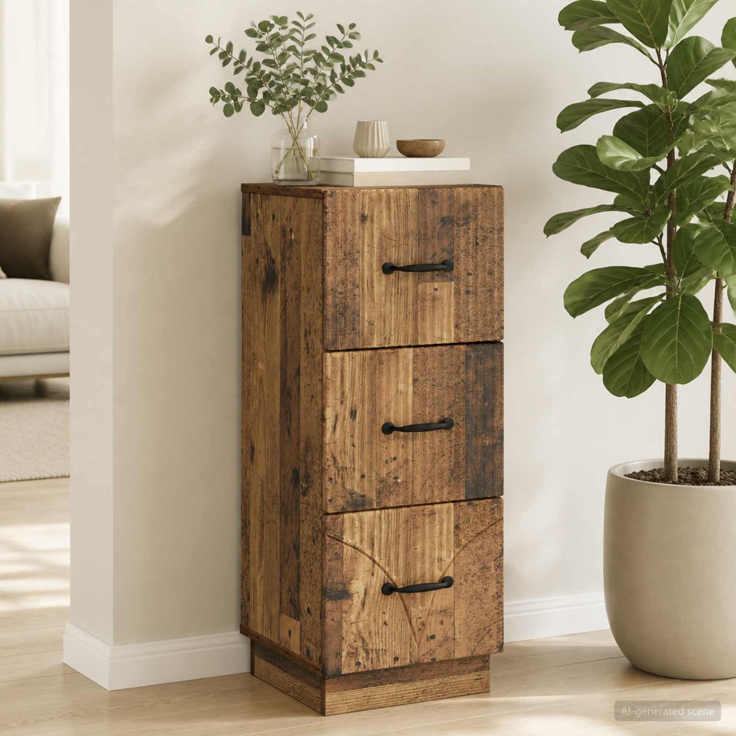 Drawer Cabinet Old Wood 33 x 34.5 x 87 cm Engineered Wood