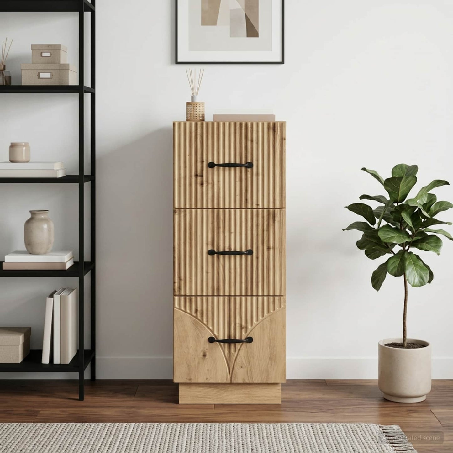 Drawer Cabinet Artisan Oak 33 x 34.5 x 87 cm Engineered Wood