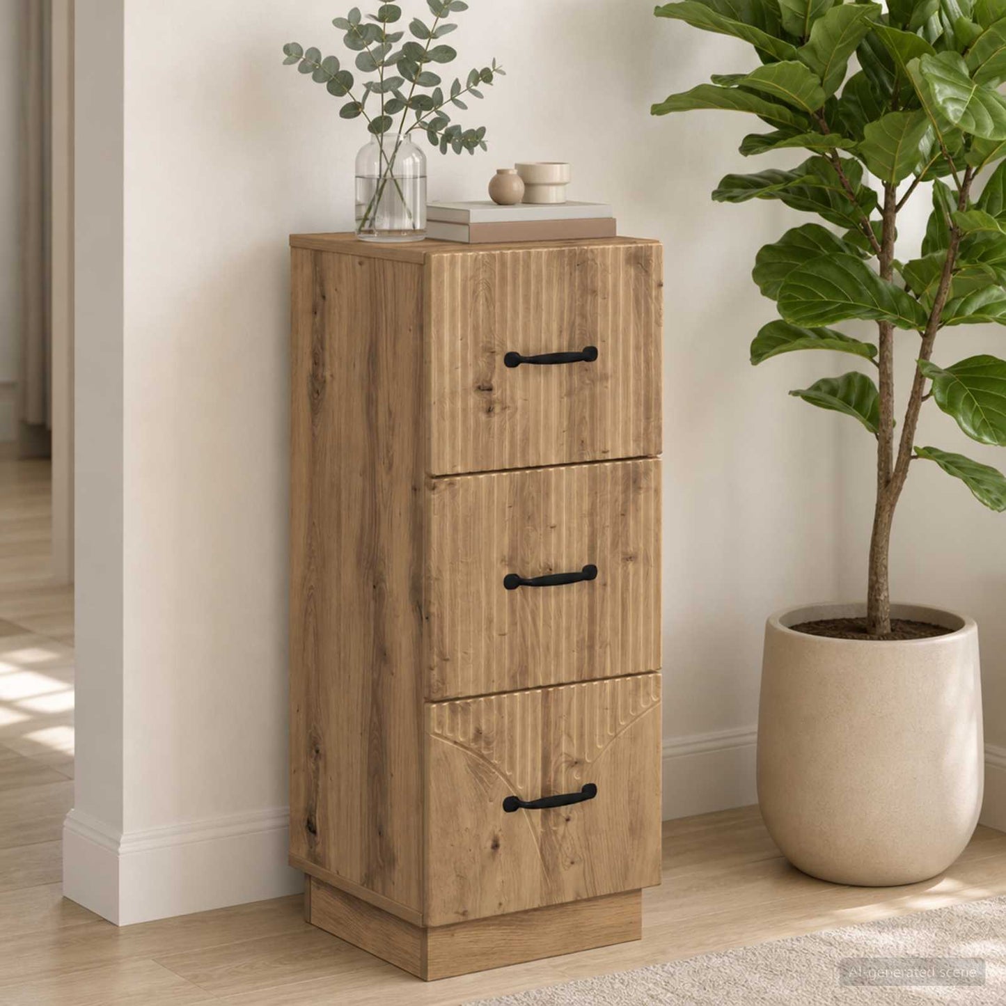 Drawer Cabinet Artisan Oak 33 x 34.5 x 87 cm Engineered Wood