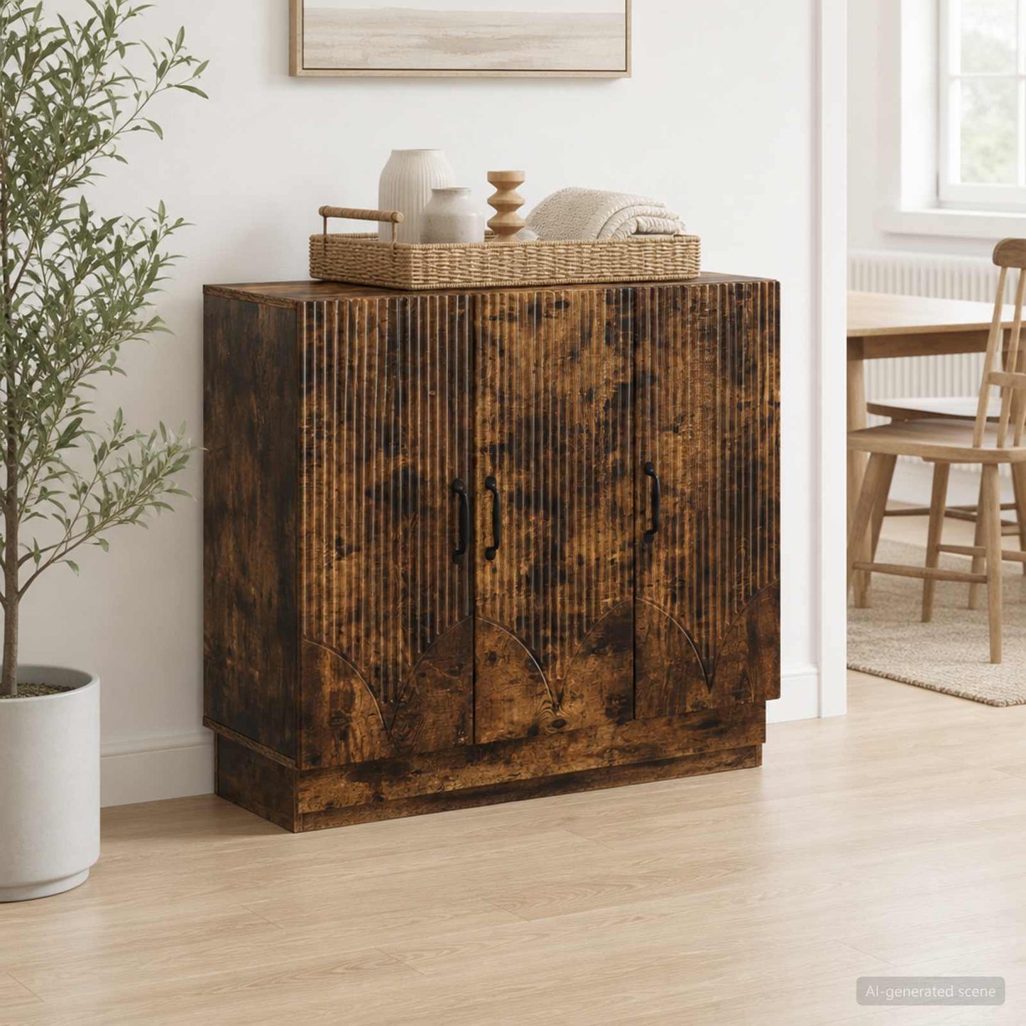Sideboard Smoked Oak 89 x 34.5 x 77 cm Engineered Wood