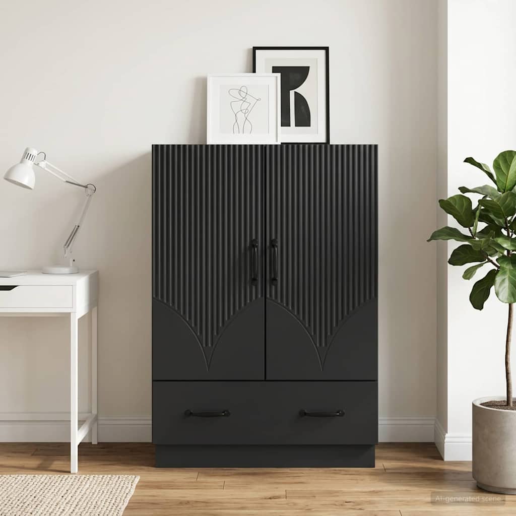 Sideboard with Drawer Black 66 x 34.5 x 92 cm Engineered Wood