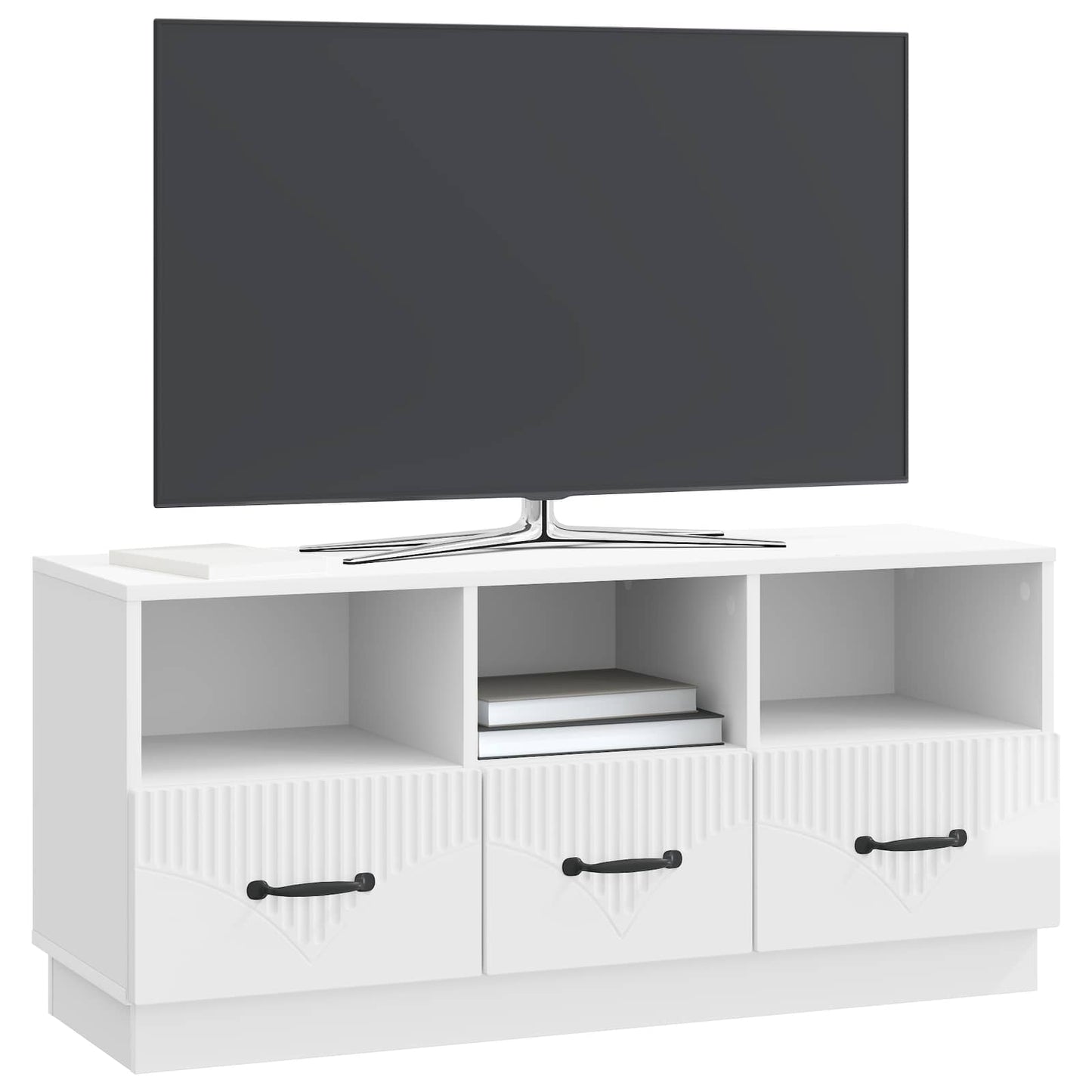 TV Cabinet High Gloss White 102 x 34.5 x 47 cm Engineered Wood
