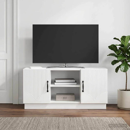 TV Cabinet 102 x 34.5 x 47 cm High Gloss White Engineered Wood