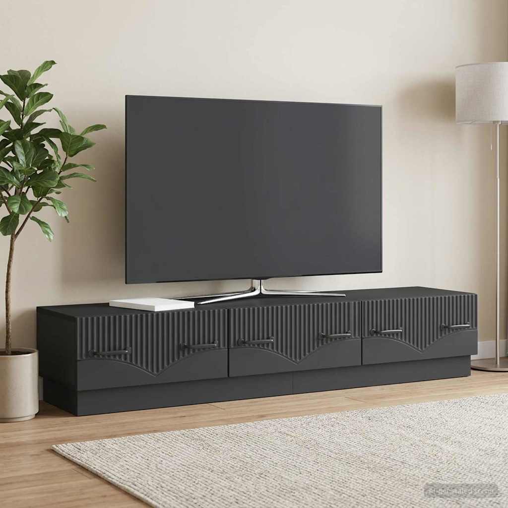 TV Cabinet with Drawer Black 147 x 34.5 x 27 cm Engineered Wood